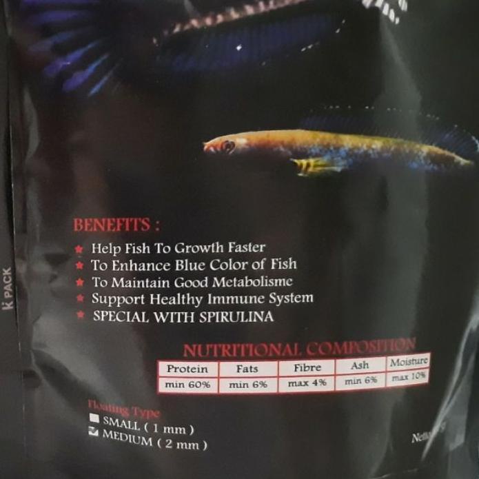 ◘ Pelet Premium Blue Channa 100g Pakan Chana Cana Andrao Pulchra
 ☪