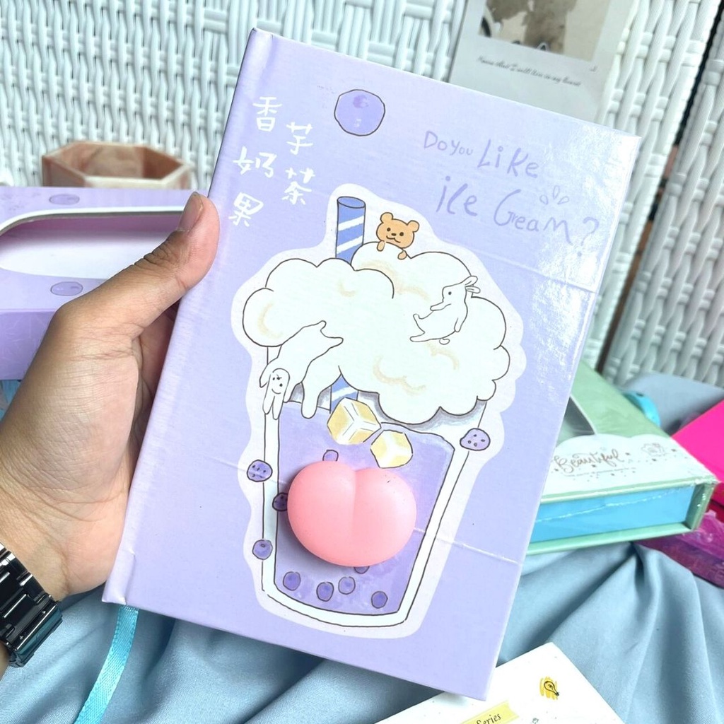 

HJK Buku Gembok Boba Squishy Gemoy Buku Diary Gembok Boba Gemoy Lucu Buku Harian Unik Notebook Lucu