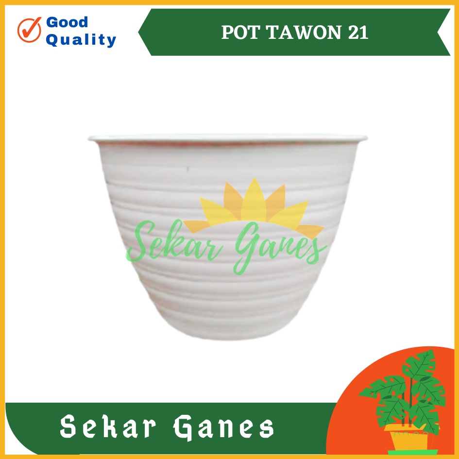 Pot Tawon 21 Putih Motif Tawon - Pot Plastik 21CM Vas Pot Bunga Tawon Bulat - Bunga Aglonema Pot Tawon Putih 18 20 21 24 25 30 Cm Murah