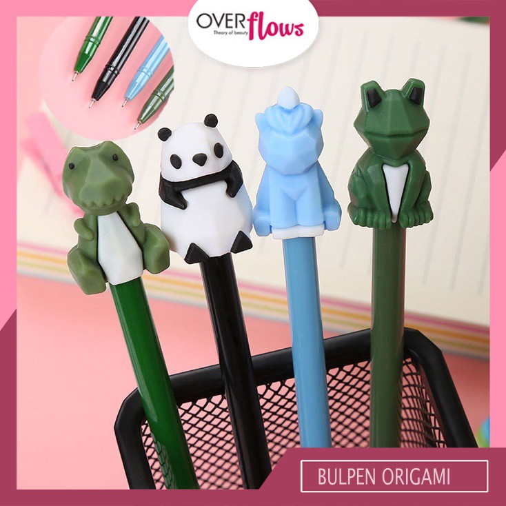 

OVERFLOWS.ID Bulpen Motif Dinosaurus Origami Pena Lucu Pulpen Gel Motif Hewan Import