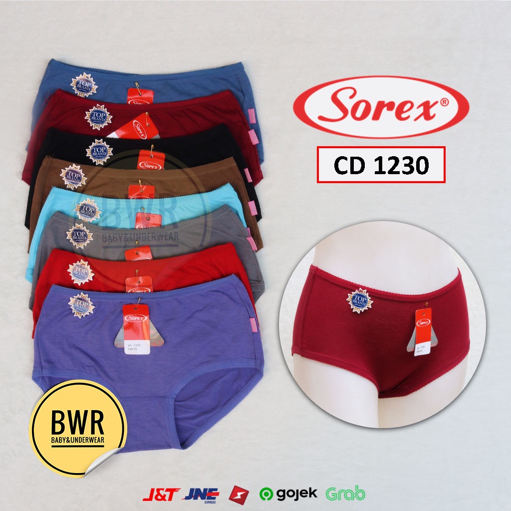 [ 12pc ] CD Sorex 1230 / Celana Dalam Wanita Midi Katun Mix Comfort Fit | Bwr