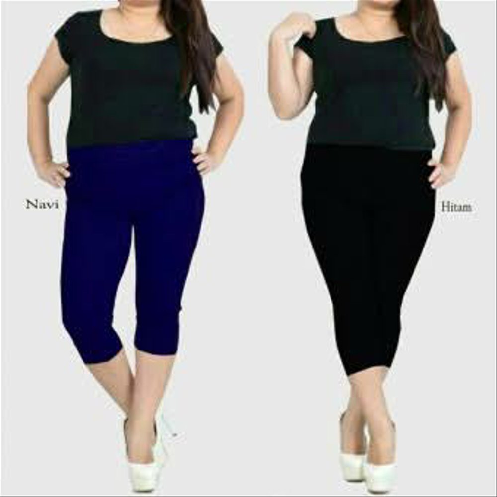 Leging 3/4 Bawah Lutut ALL Size S M L XL XXL XXXL Slim - Jumbo Celana legging Lejing Pendek Wanita Spandek Jersey size