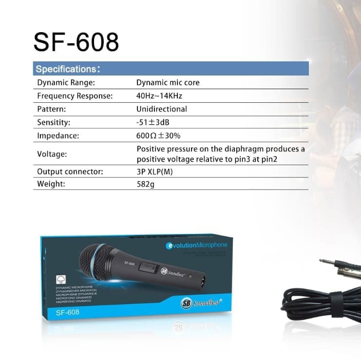 Microphone Kabel Soundbest SF 608 Dynamic Micropnone