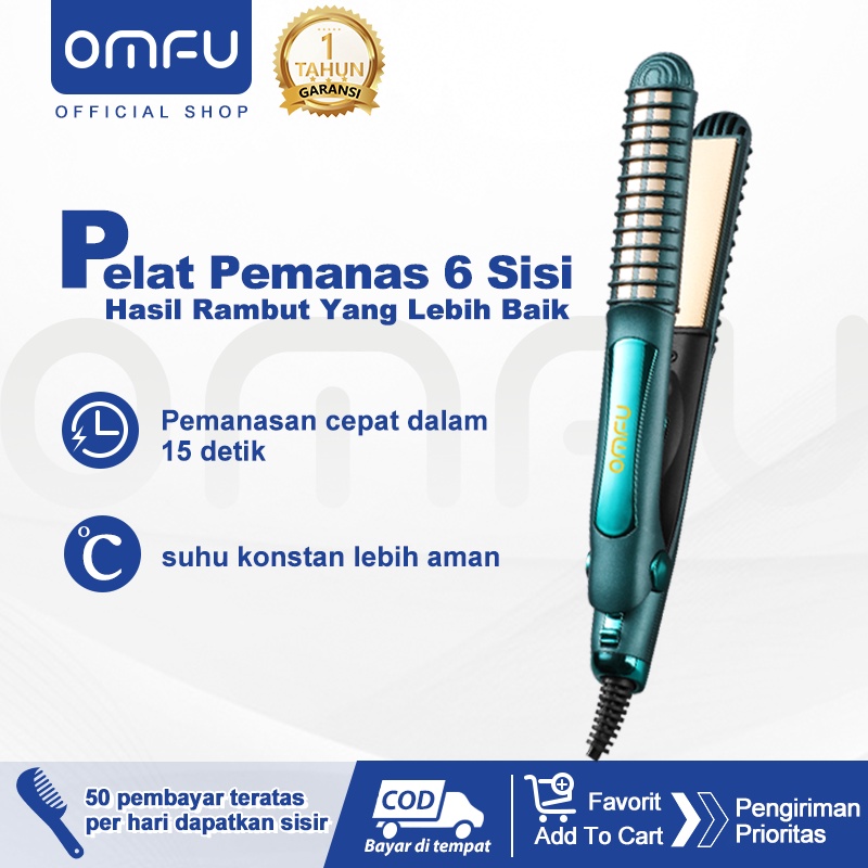 Omfu Catokan Rambut Curly Lurus 2 in 1 Pelat Pemanas 6 Sisi Pemanasan Cepat Pada 15 Detik - HS03 Pro