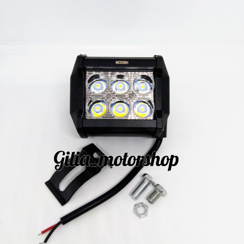 Lampu tembak Led 6 Mata Kotak Mini/Besar LED 18 Watt lampu sorot mini/Besar 6 Led 18watt nyala putih