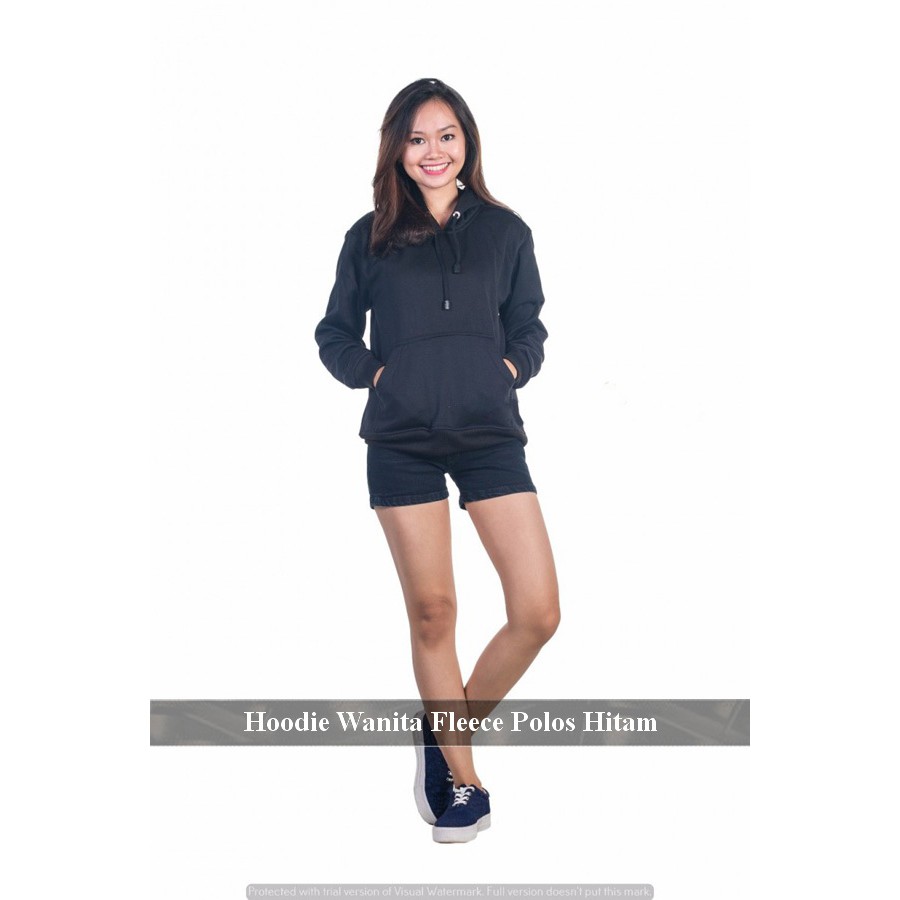 Sweater Cewek Simple | Baju Wanita Keren | Hoodie Polos Hitam