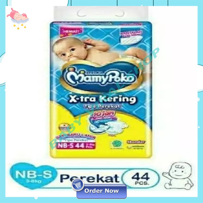 MamyPoko Tape Mamy Poko NB44 NB 44 Popok NBS44 Mamy Poko Tape Standar NB44 Ekonomis Diaper NS 307