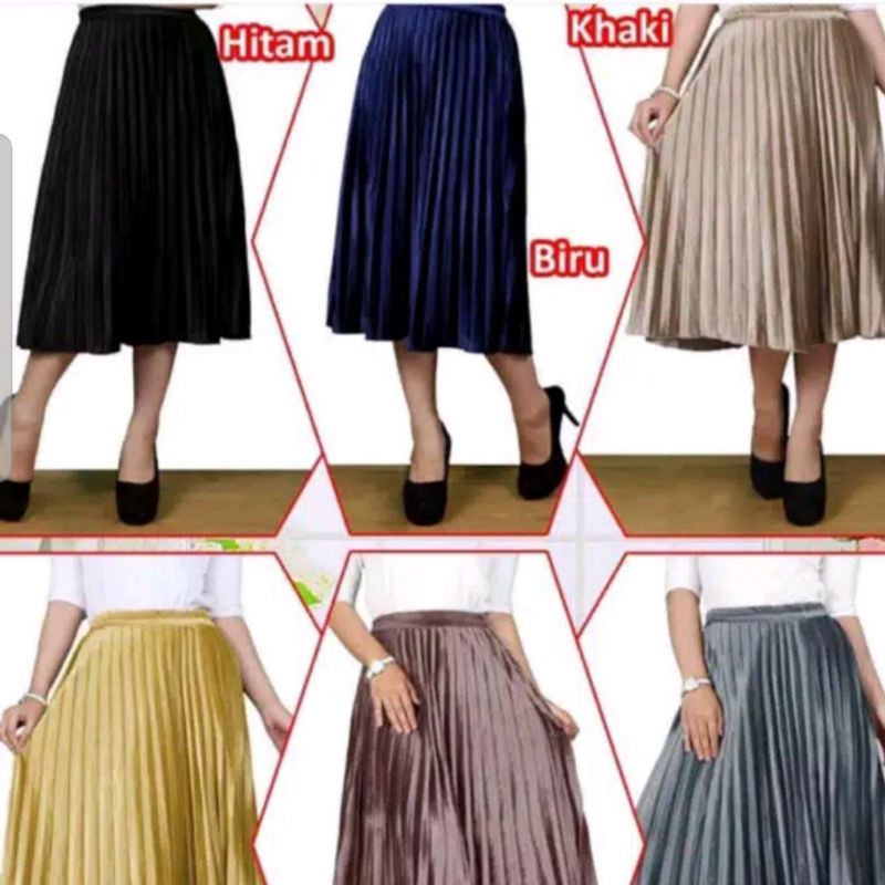 Rok Plisket Bludru Pendek 7/8 Premium / Bludru Velvet Premium