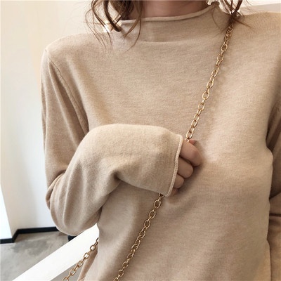 Sweater rajut setengah turtleneck longgar wanita musim gugur