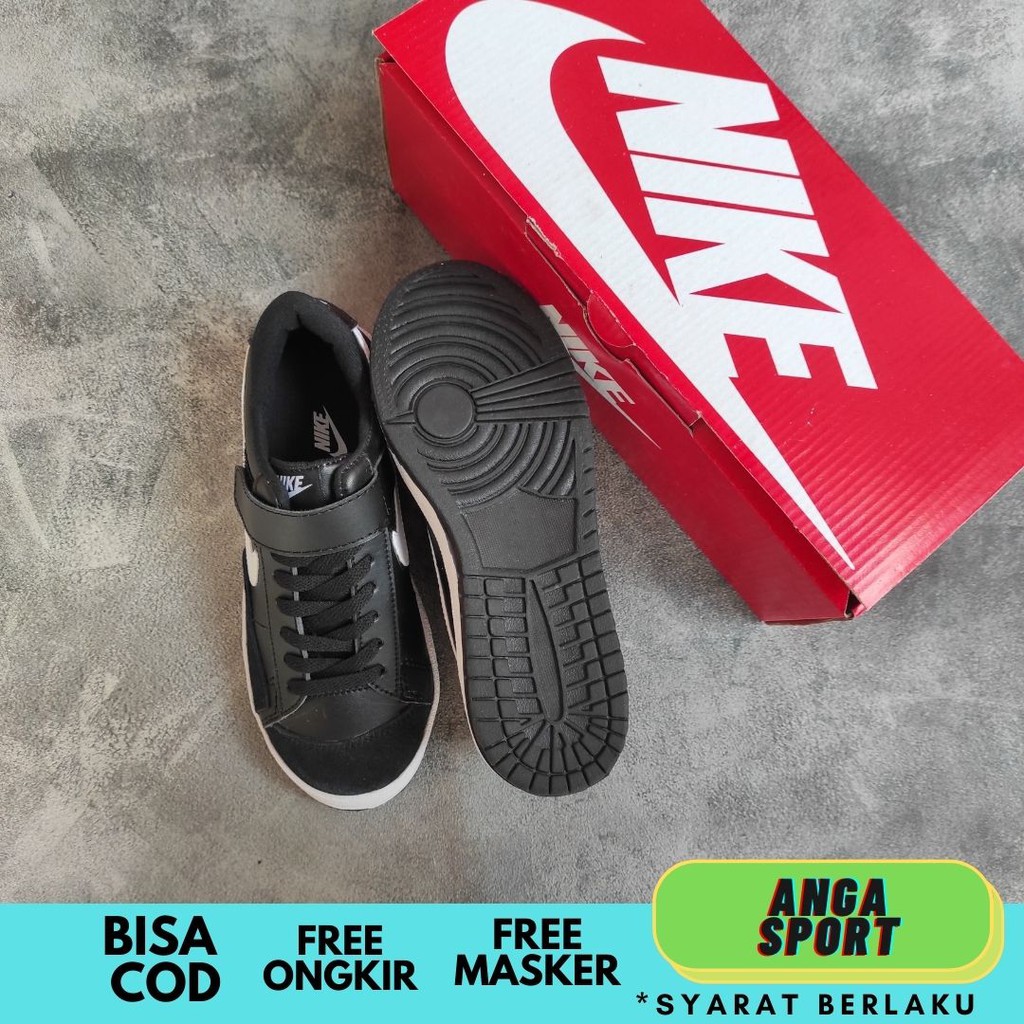 SEPATU ANAK NIKE BLAZER 77 HITAM PUTIH LOW LAKI LAKI PEREMPUAN USIA 1 2 3 4 5 6 7 TAHUN IMPORT / SEPATU KIDS SEKOLAH TK/SD TERMURAH