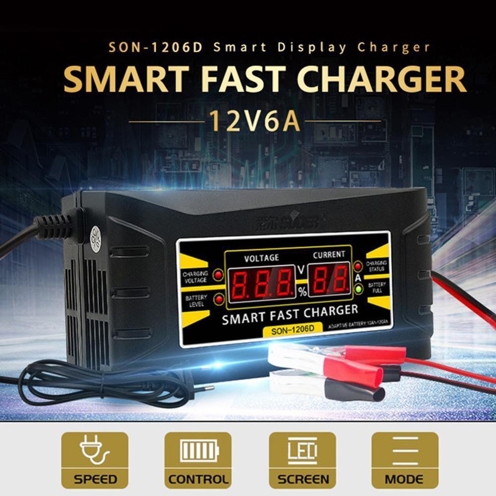 Charger Aki Motor Mobil Smart Fast Charger 12V 6A Digital Display