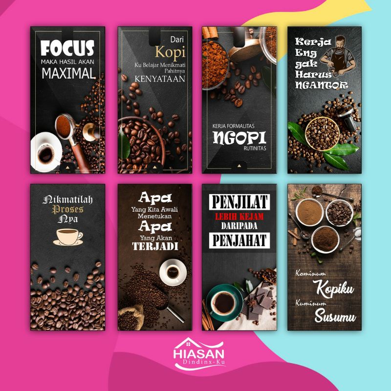 Pajangan Hiasan Dinding Cafe Poster Coffee Kopi Dekorasi Dapur Wall Decor Motivasi Qoutes Rumah SWR