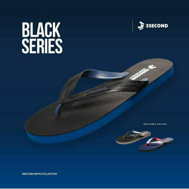 Sandal 3second cowok black series original