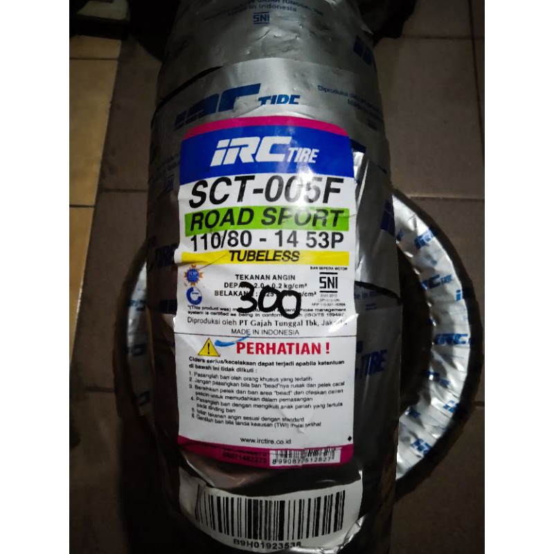 BAN 110/80-14 SCT-005F IRC TUBELESS BAN DEPAN AEROX 155