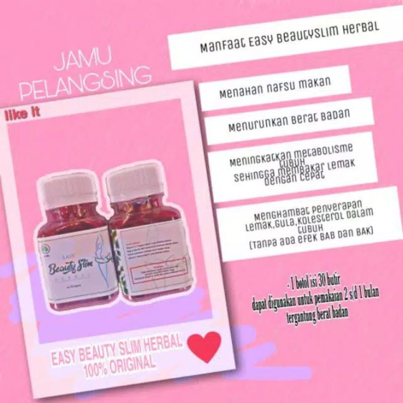EASY BEAUTY SLIM HERBAL (JAMU PELANGSING) TANPA EFEK SAMPING