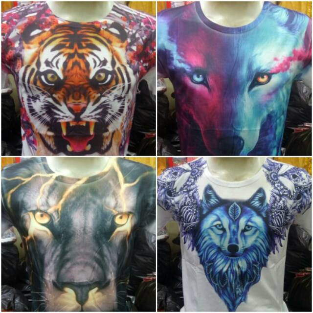 Termurah Kaos Printing Karakter Animal Dasar Putih