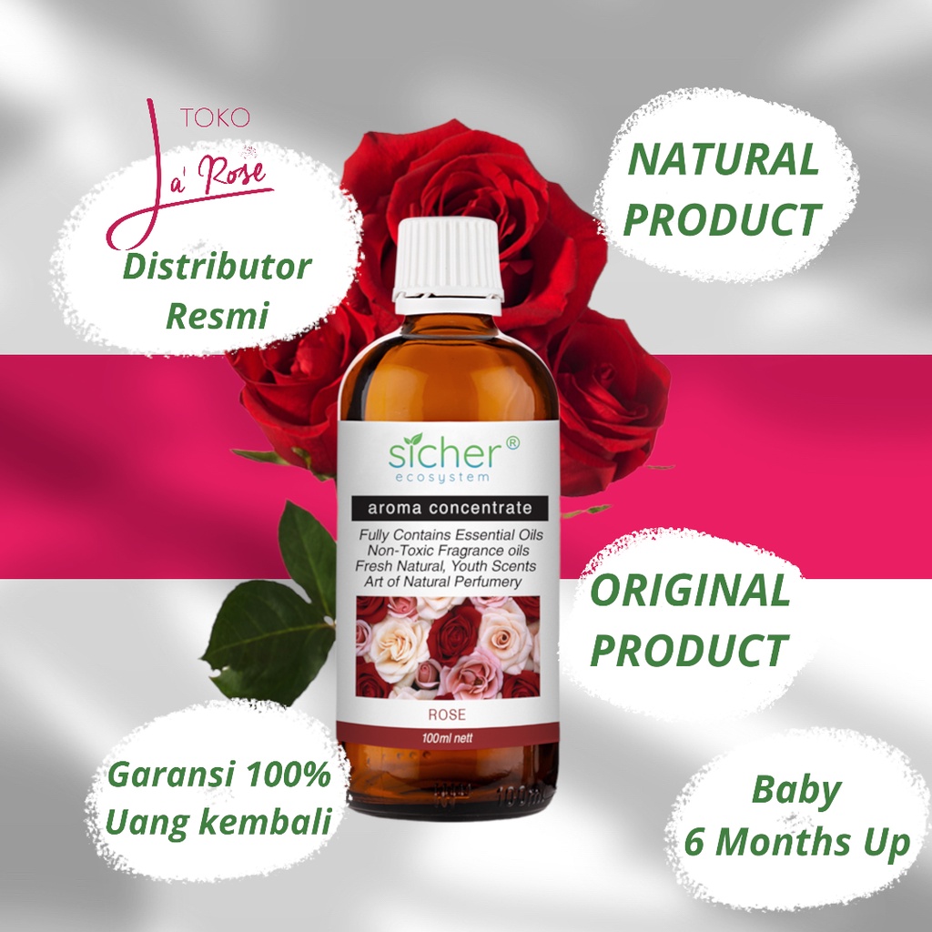 Sicher Aromatherapy Rose Essential Oil Natural Aroma Terapi Minyak Mawar Alami 100ml
