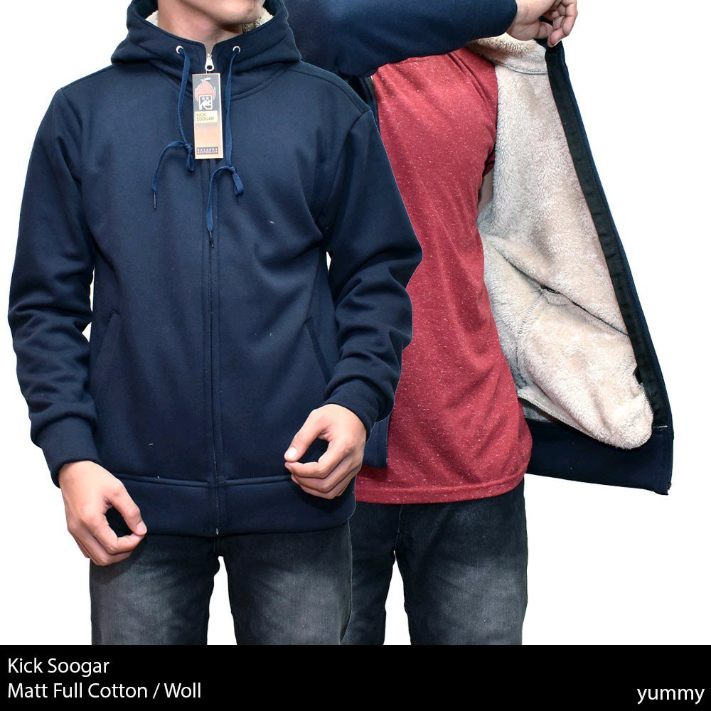 TERLARIS jaket sweater pria & wanita Catton dalam Wall original - jaket bulu hitam - jaket import J