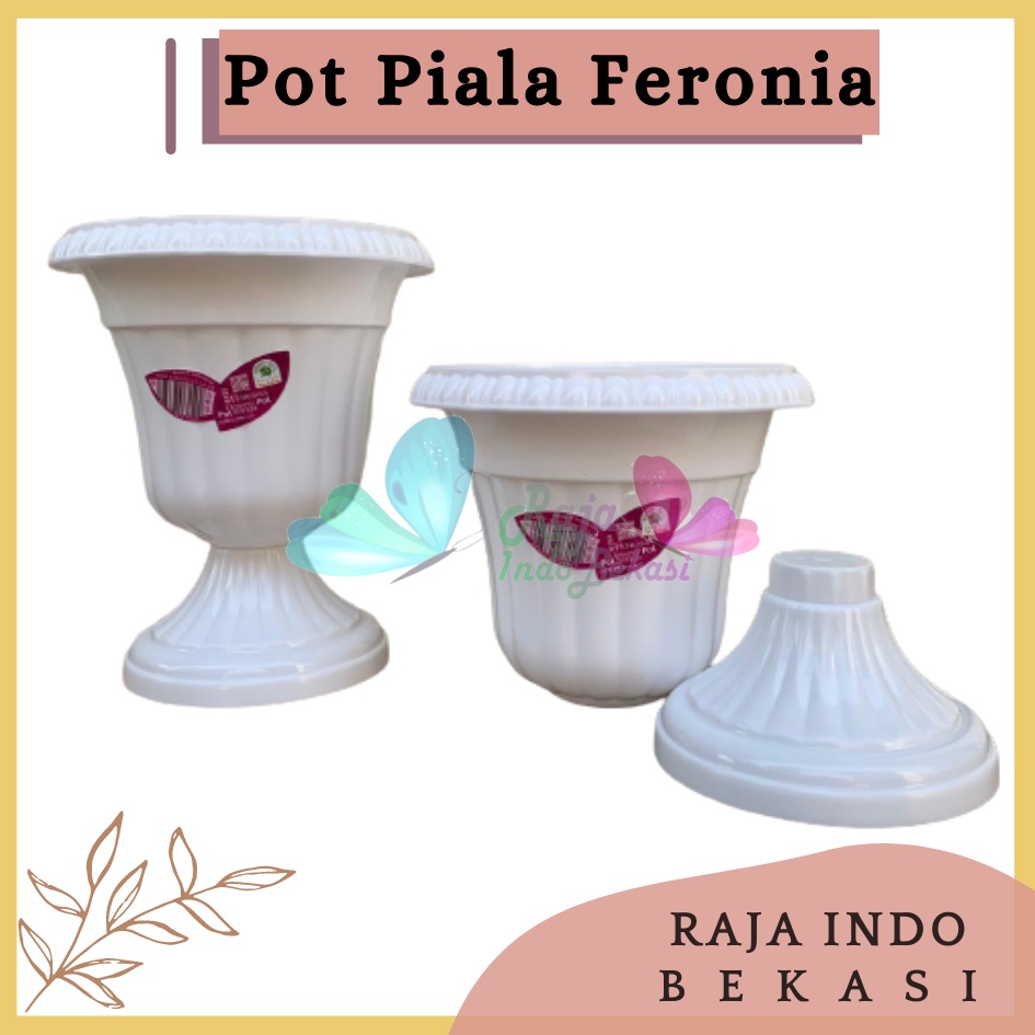 Pot Piala Green Leaf Feronia 6152 Putih Pot Piala Tinggi Putih Plastik hitam pendek 50 - Pot bunga tanaman piala feronia putih 18cm - PIALA MINI 6152