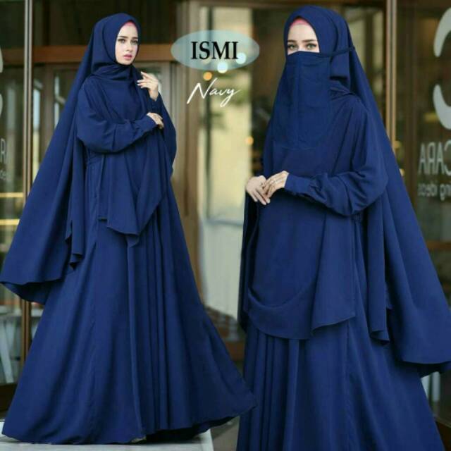 SET GAMIS ISMI SYAR'I + JILBAB NO PAD PLUS CADAR(NIQAB)