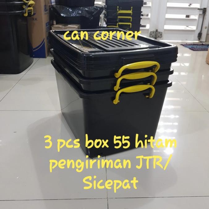 

box container 55 hitam 3 pcs pengiriman jtr atau sicepat ---Ready---