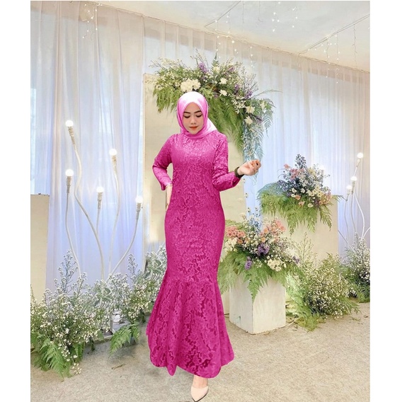 ANGEL BRUKAT MAXI DRESS DUYUNG rD / BUSANA KONDANGAN FASHION ANGEL BRUKAT DUYUNG