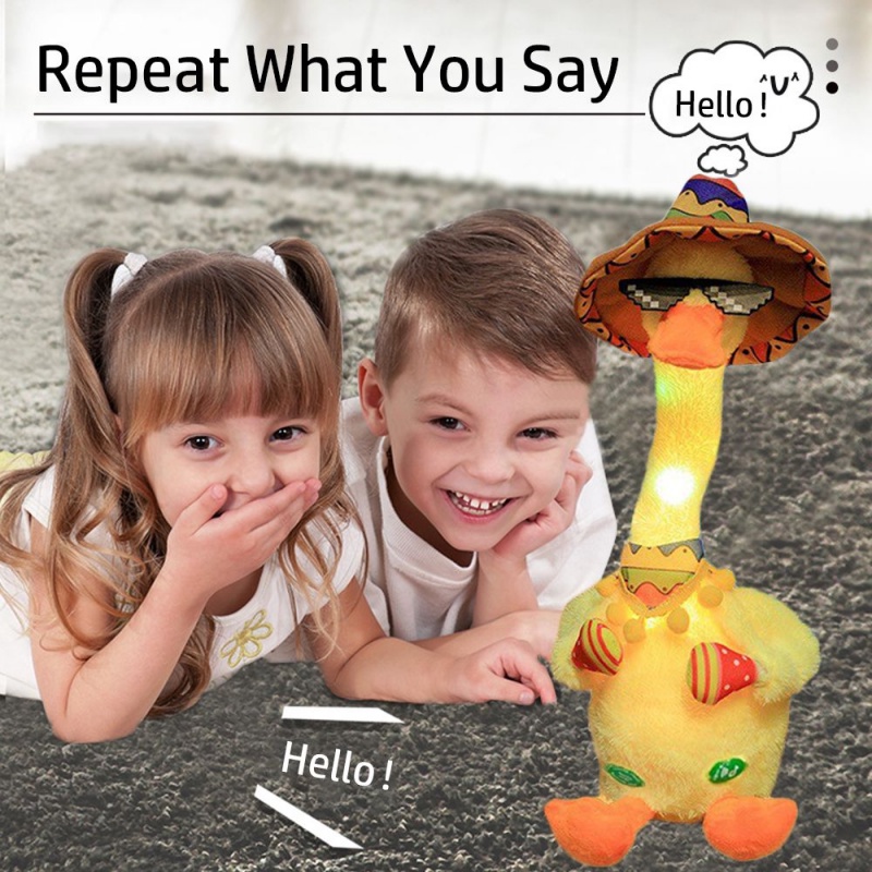 Mainan Boneka Bebek Elektrik Bisa Bicara / Merekam / Menari / Repeat What You Say Bahan Plush Untuk Dekorasi Rumah