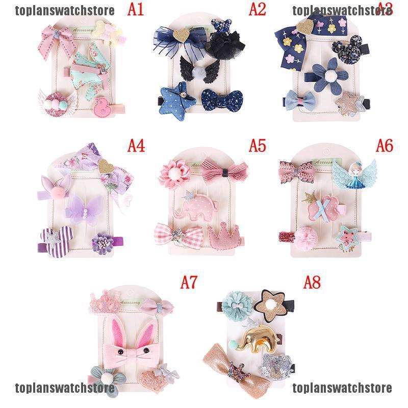 TOPL 5Pcs Set Jepit  Rambut  Model  Pita Lucu Untuk Bayi  