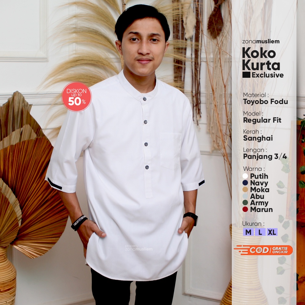 Baju Bju Pria Kemeja Koko Kokoh Kurta Kemko Atasan Outfit Fashion Muslim Pakistan Turki Baju lebaran