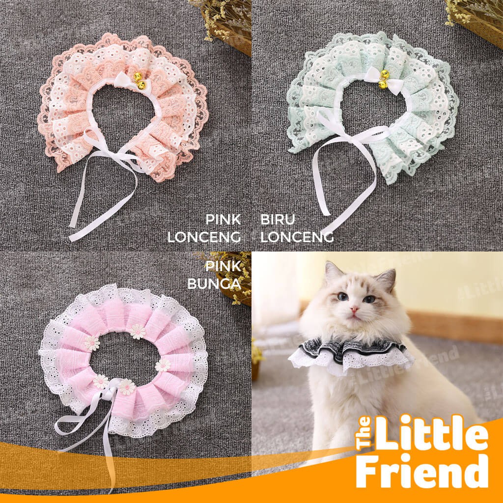 Aksesoris Kalung Collar Bib Lace Renda Kucing Japanese Style + Bell Lonceng