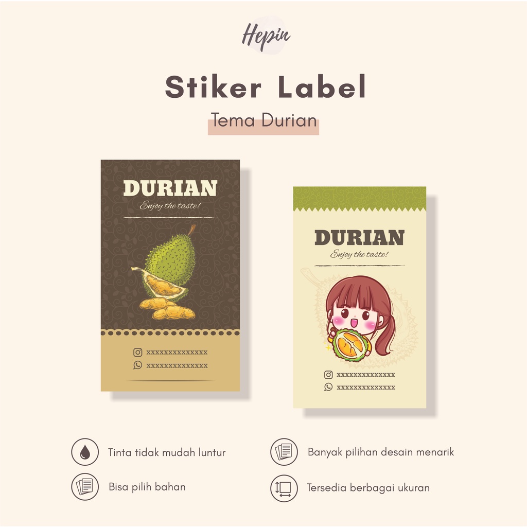 

(Besar) Stiker Kemasan Tema DURIAN - Kemasan Produk