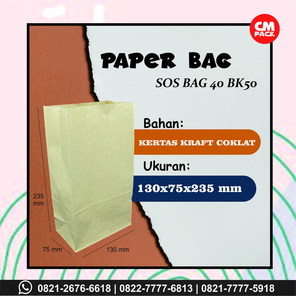

PAPER BAG SOS BAG 40 BK 50 ( 1 PACK ISI 100PCS )