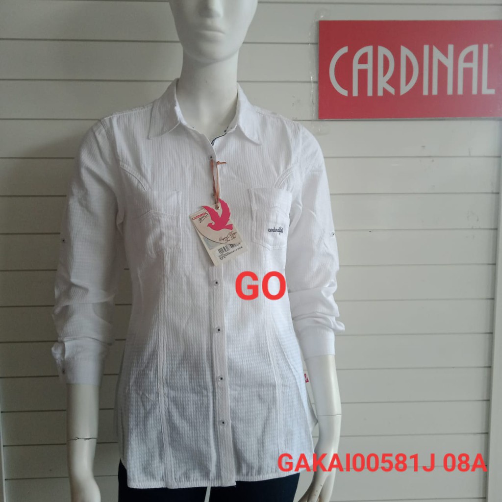 gof KQP CARDINAL KEMEJA GIRL PUTIH Lengan Panjang Pakaian Wanita Formal Atasan Wanita Distro Original