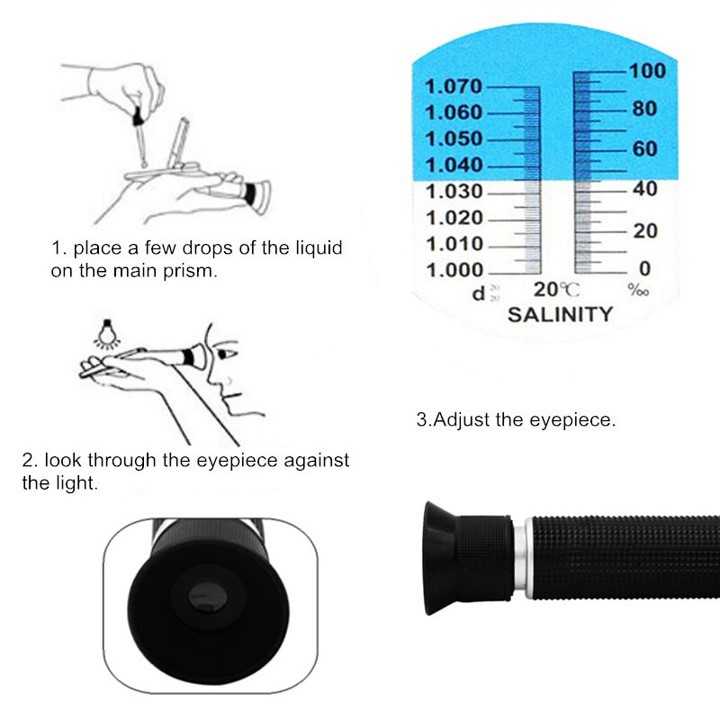 Refraktometer Salinity Refractometer Alat Ukur Kadar Garam Salinitas Akuarium Air Laut