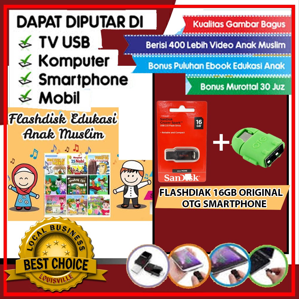 Flashdisk 16gb Plush Video Edukasi Anak Muslim Belajar Huruf Ijaiyah Dan Mengaji