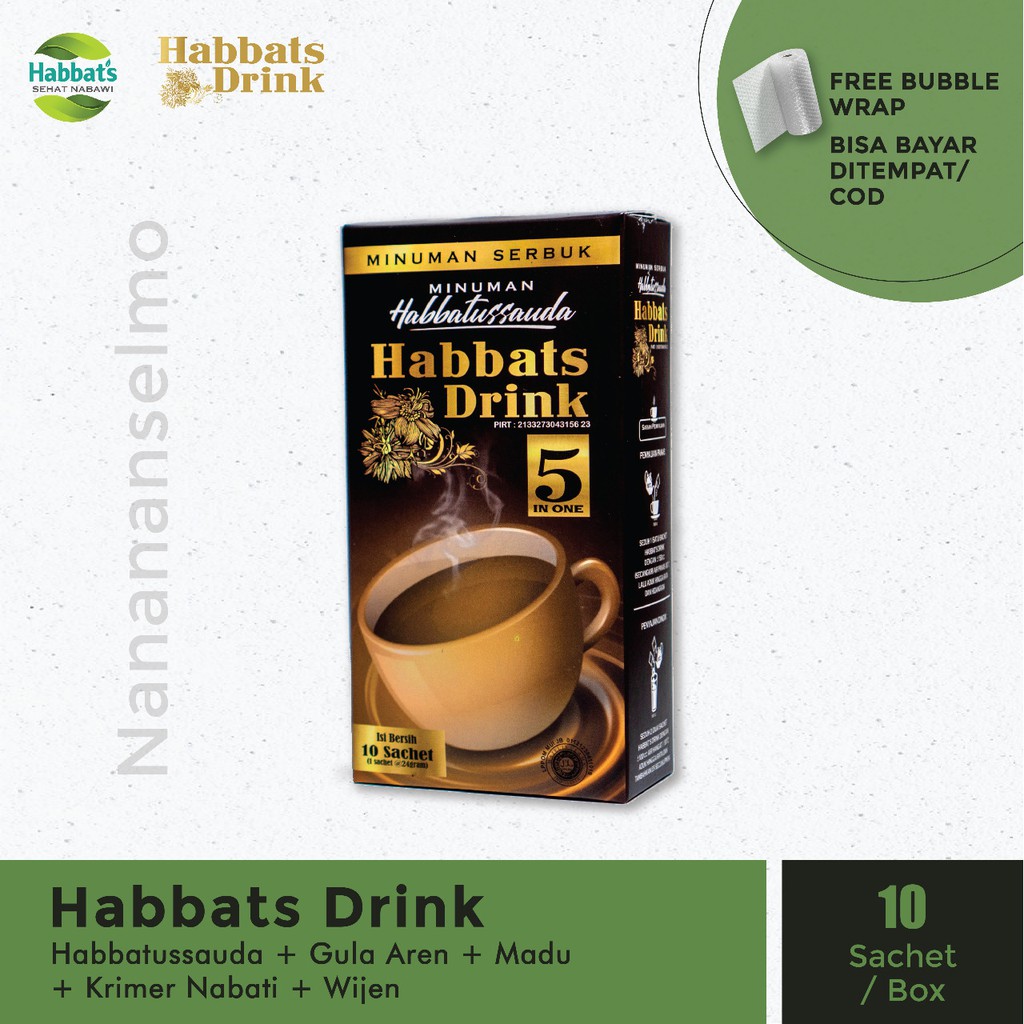 

Habbats Drink Minuman Herbal Habbatussauda Penambah Daya Tahan Tubuh Kemasan 10 Sachet