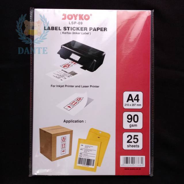 

Label Sticker Paper JOYKO A4 LSP-09 Kertas Stiker Label - 1 Pak