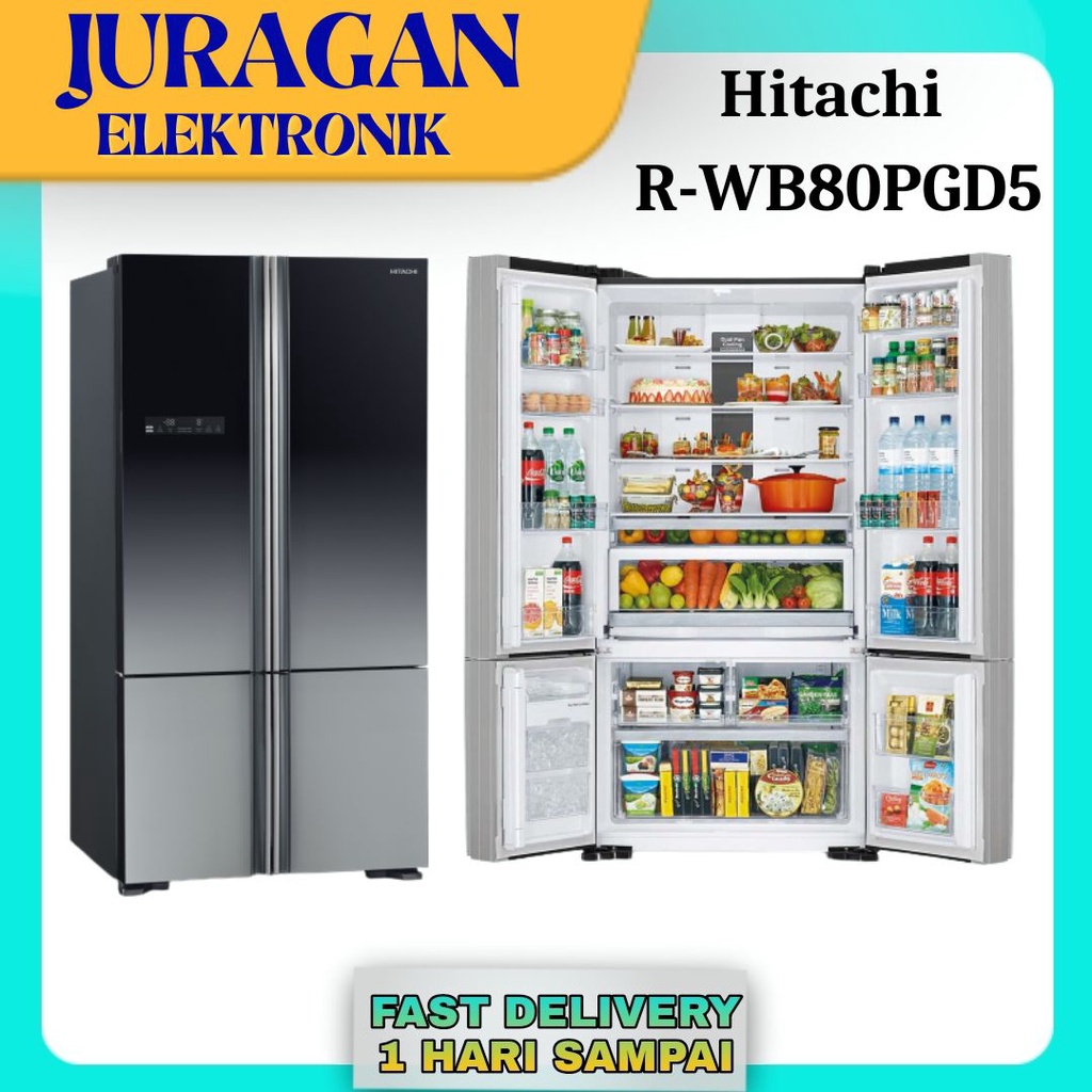 Jual Hitachi Kulkas Side By Side 4 Pintu R WB80PGD5 XGR RWB80PGD5