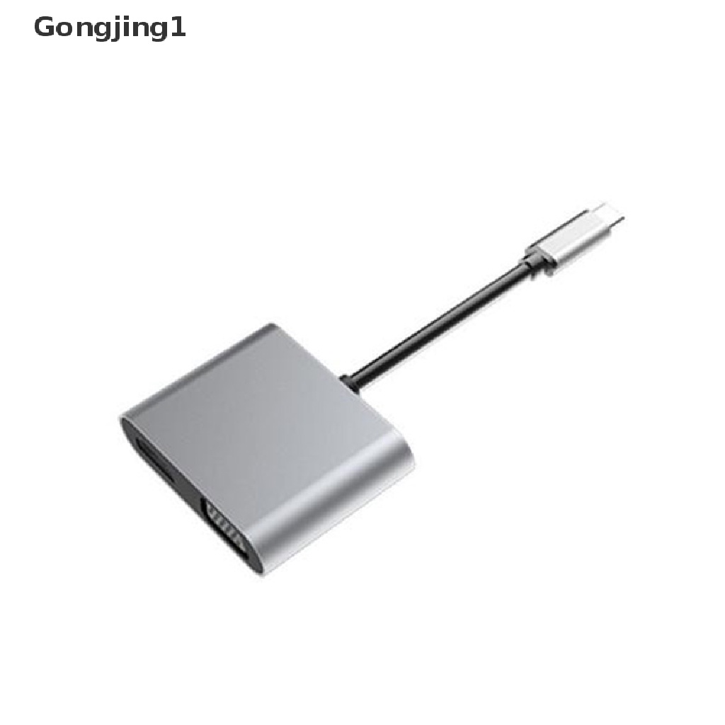 Gongjing1 Adapter Charger Pd 4 In 1 Usb Tipe-C Ke Hdmi 4k Vga Usb 3.0 Fast Charging