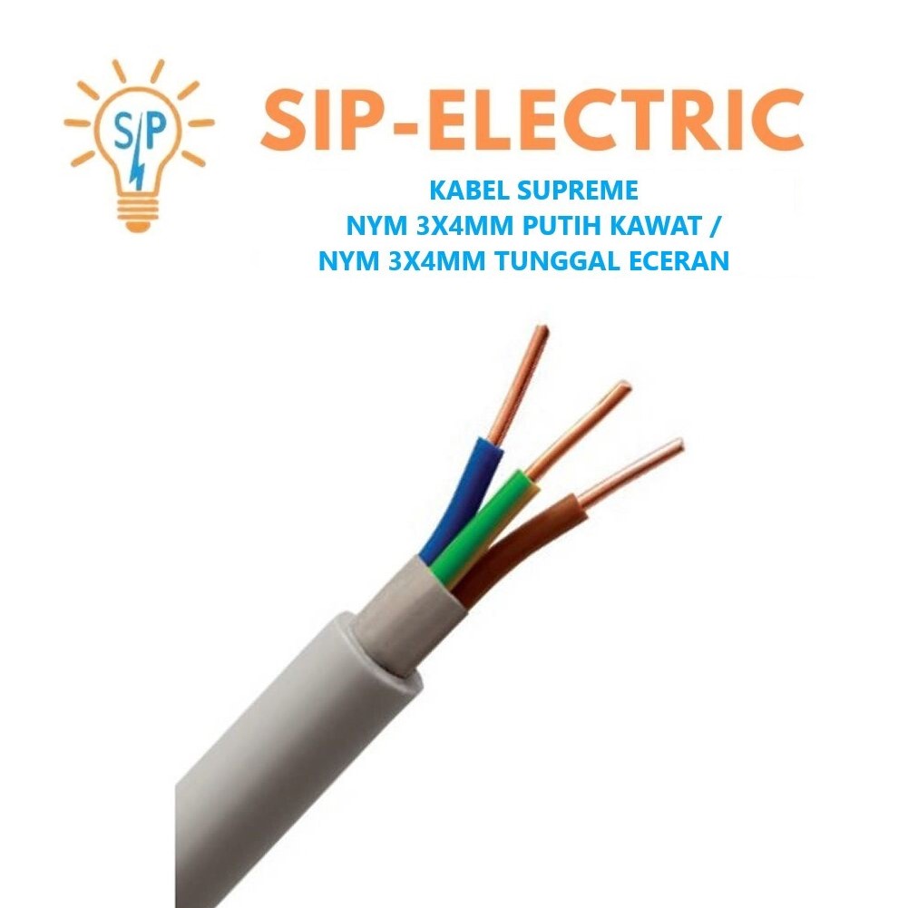 KABEL SUPREME NYM 3X4MM PUTIH KAWAT / NYM 3X4 MM TUNGGAL ECERAN