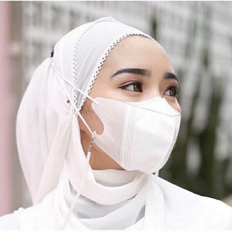 (PROMO) Masker duckbill duckbil hijab hitam putih careion Headloop 50 pcs alkindo warna warni 4ply o