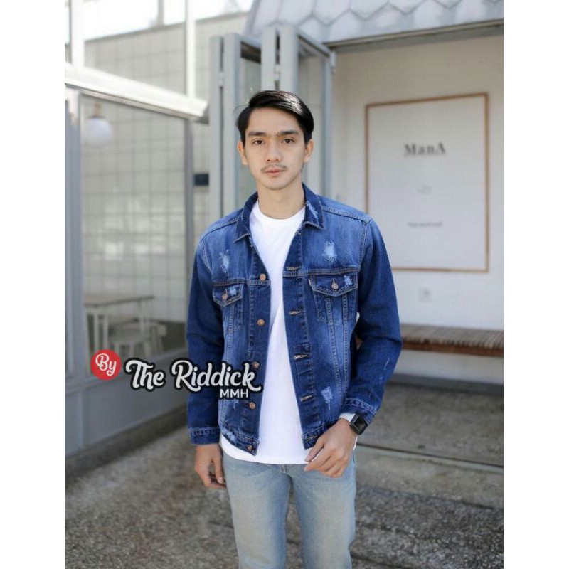 JAKET JEANS PRIA THE RIDDICK SCRUB COWOK THE RIDDICK SPRAY DENIM ORIGINAL PREMIUM