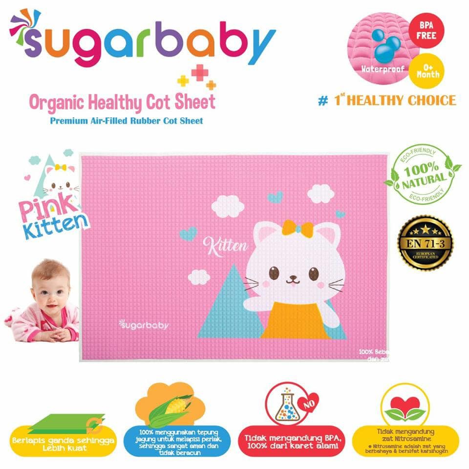 Sugar Baby Organic Healthy Cot Sheet - Pink Kitten