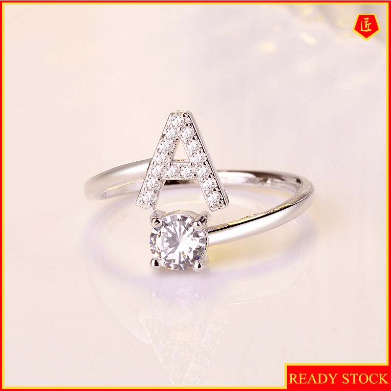 [Ready Stock]Creative 26 Alphabet Combination Micro Rhinestone Couple's Ring