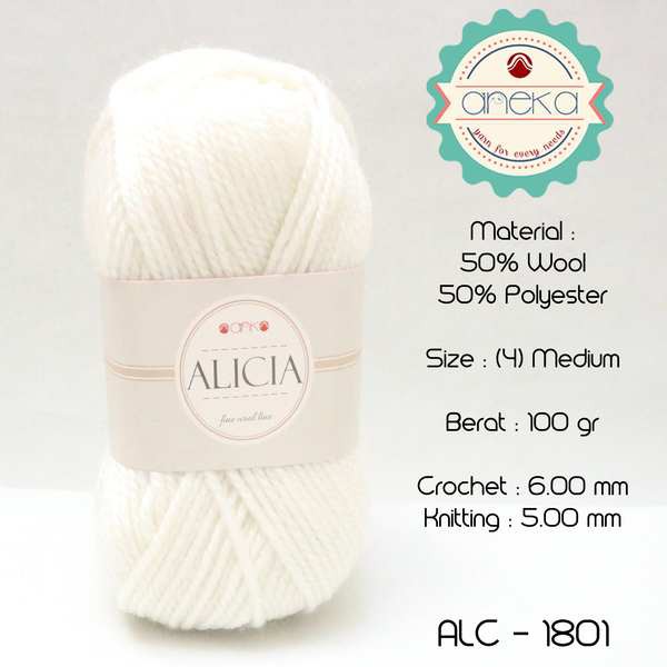 Benang Rajut Wool Alicia Yarn - 1801