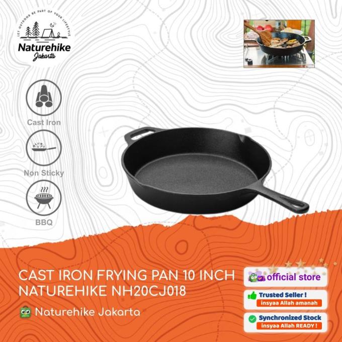 CAST IRON FRYING PAN 10 INCH NATUREHIKE NH20CJ018 WAJAN CAMPING