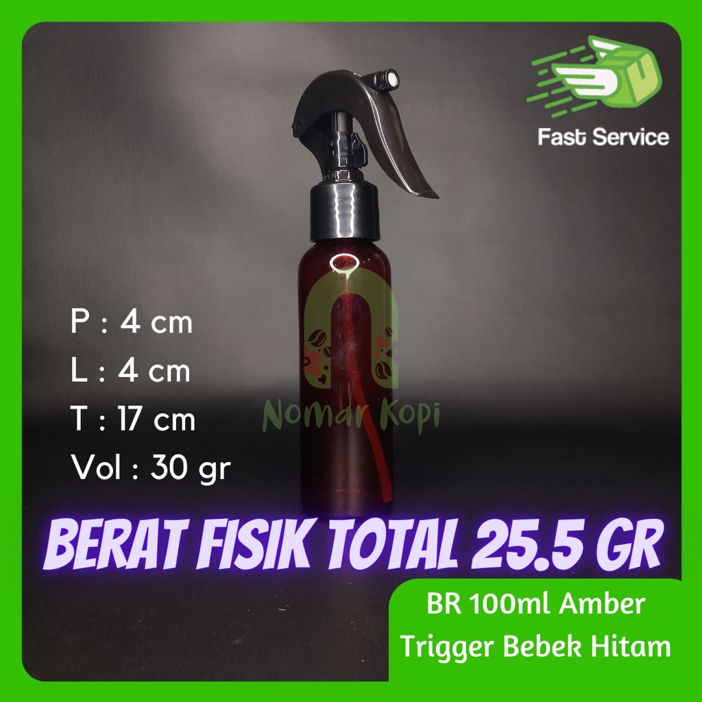 Botol 100ml BR Amber Trigger Bebek PET Tebal Sampo Sabun Santizer Grosir