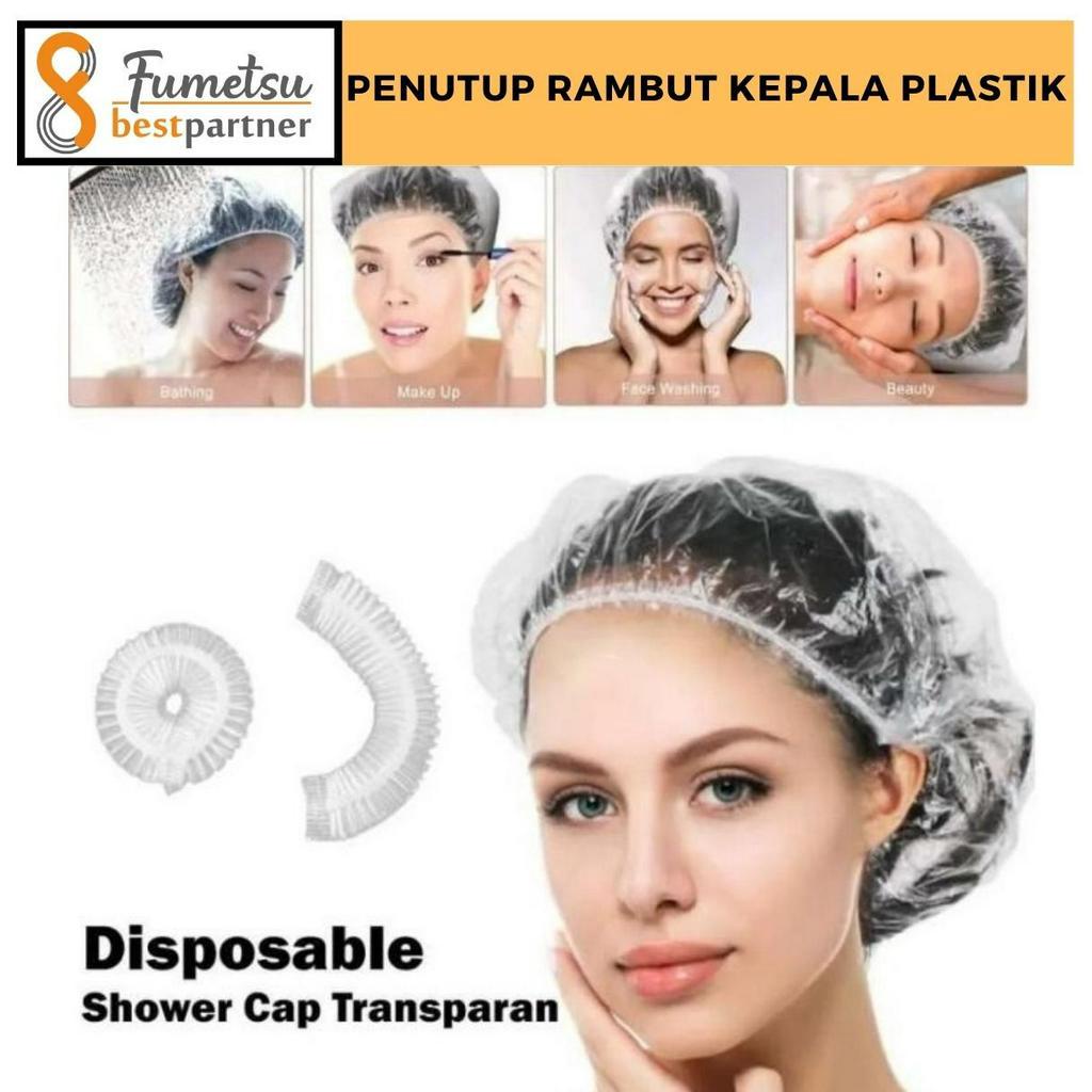 Penutup Rambut Kepala Plastik Mandi Pelindung Cat / Cap Shower Mandi Transparan Isi 12