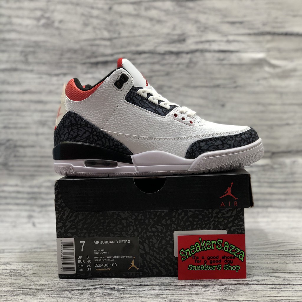 Sepatu Air Jordan 3 Retro Denin Fire Red