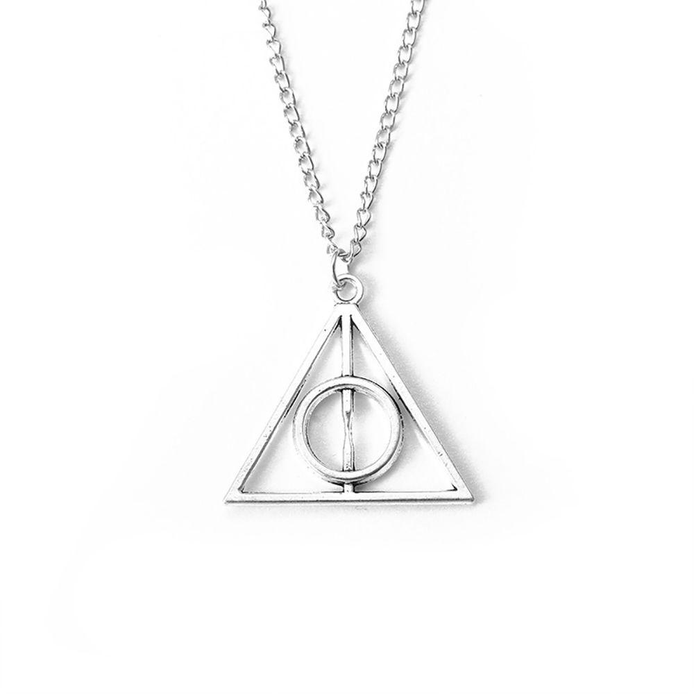 Needway Film Kalung Yang Dapat Diputar Populer Liontin Deathly Hallows Perempuan Choker Pria Kalung